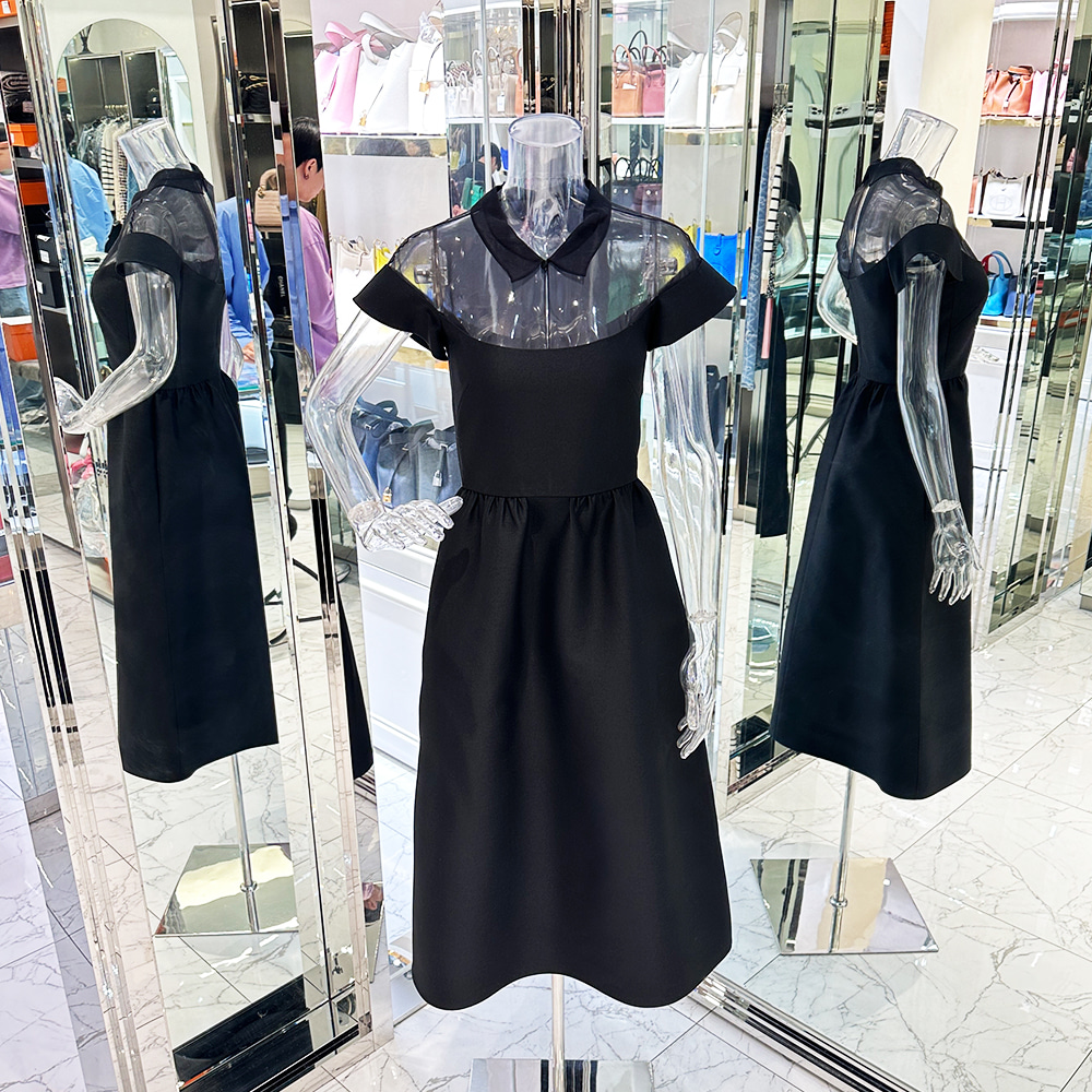 디올 숏슬리브 미디 드레스 34 블랙